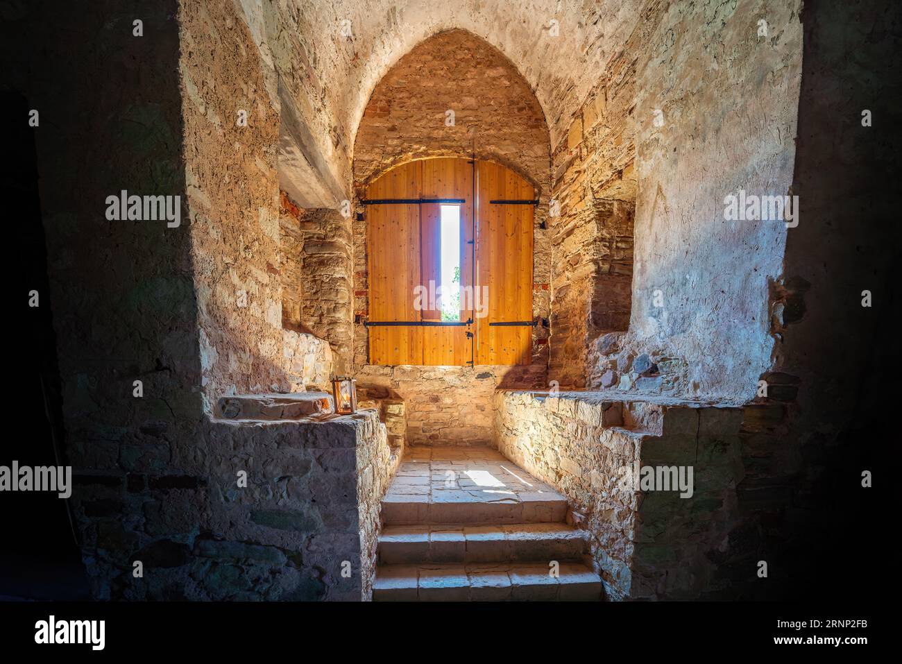 Living room of the Master of the Order at Cesis Castle Western Tower Interior - Cesis, Latvia Stock Photo