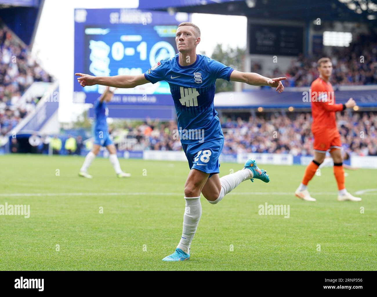 Birmingham City's Jay Stansfield celebrates scoring their side's first