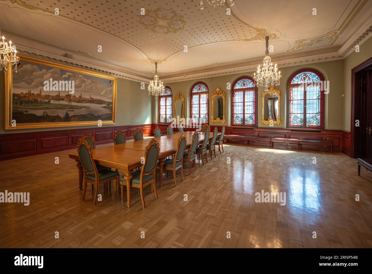 Lubeck Hall at House of the Black Heads Interior - Riga, Latvia Stock Photo