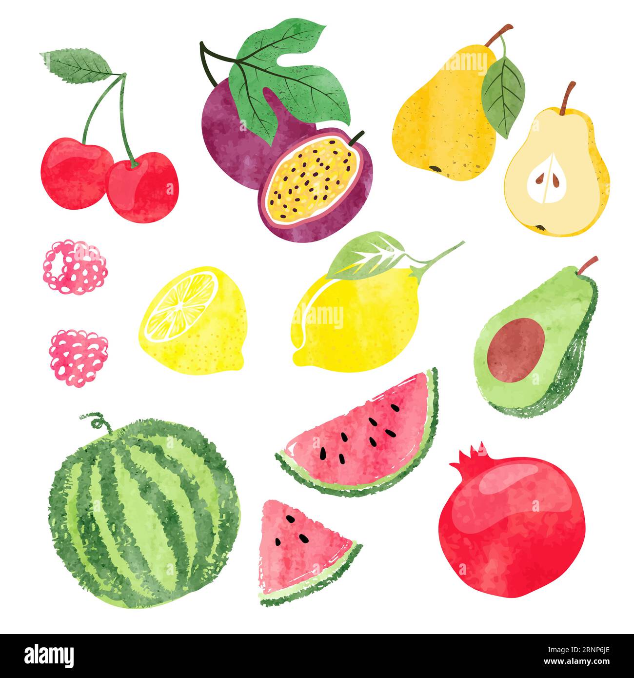 Colorful set of watercolor fruits. Vector illustration Stock Vector ...