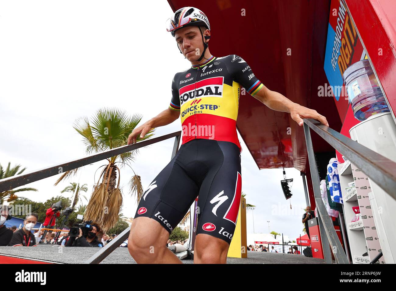 Oliva, Spain. 02nd Sep, 2023. Belgian Remco Evenepoel of Soudal Quick-Step pictured ahead of stage 8 of the 2023 edition of the 'Vuelta a Espana', Tour of Spain cycling race, from Denia - Xorret de Cati, Costa Blanca Interior (165 km), in Spain, Saturday 02 September 2023. The Vuelta takes place from 26 August to 17 September. BELGA PHOTO PEP DALMAU Credit: Belga News Agency/Alamy Live News Stock Photo