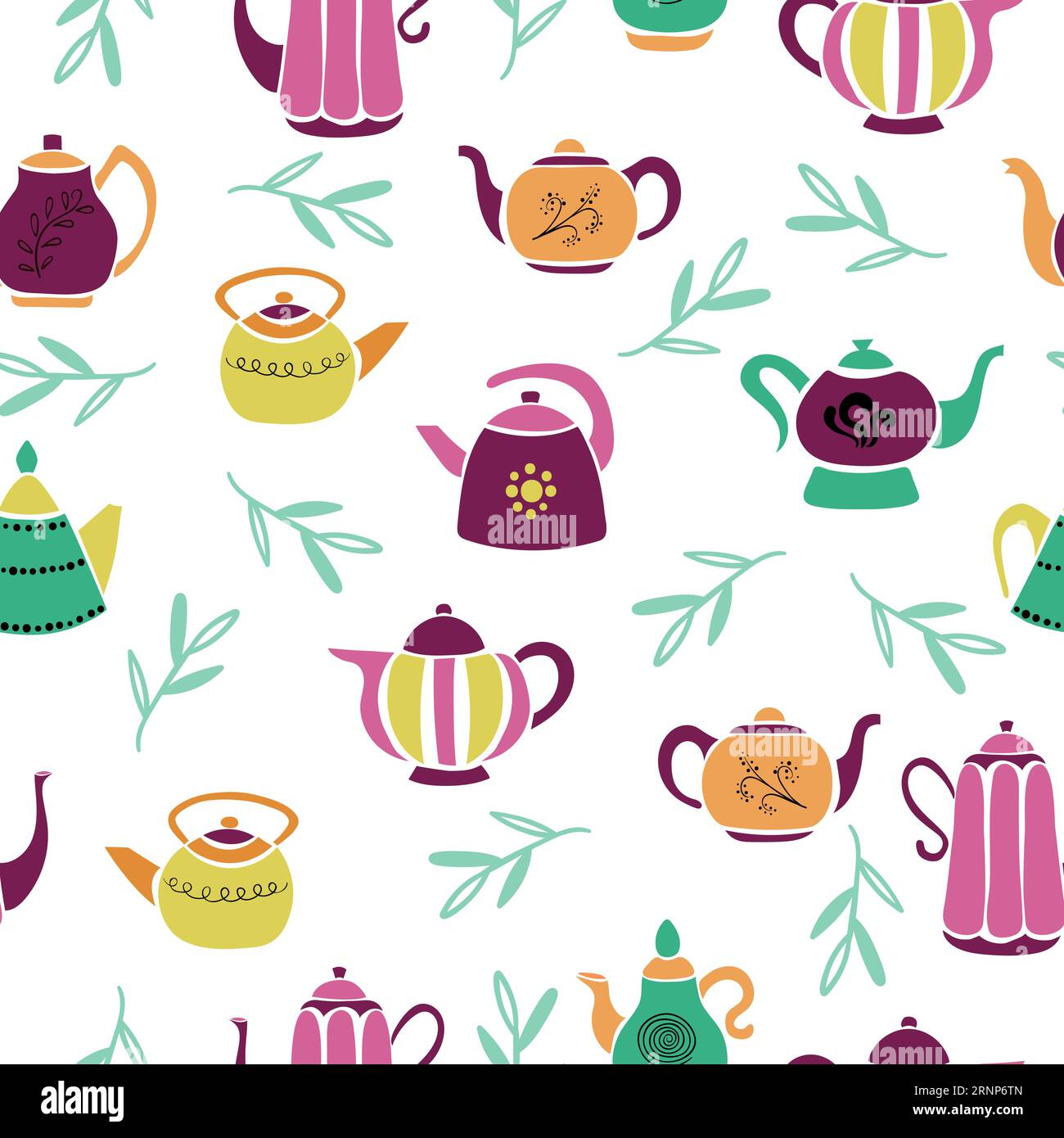 Seamless Colorful Teapots Pattern Vector Tea Background Stock Vector Image And Art Alamy 3860