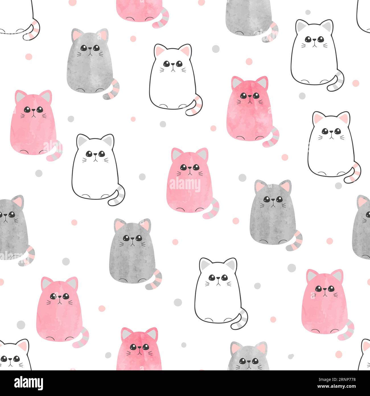 Cute cats pattern. Seamless vector background with kitty for kids ...