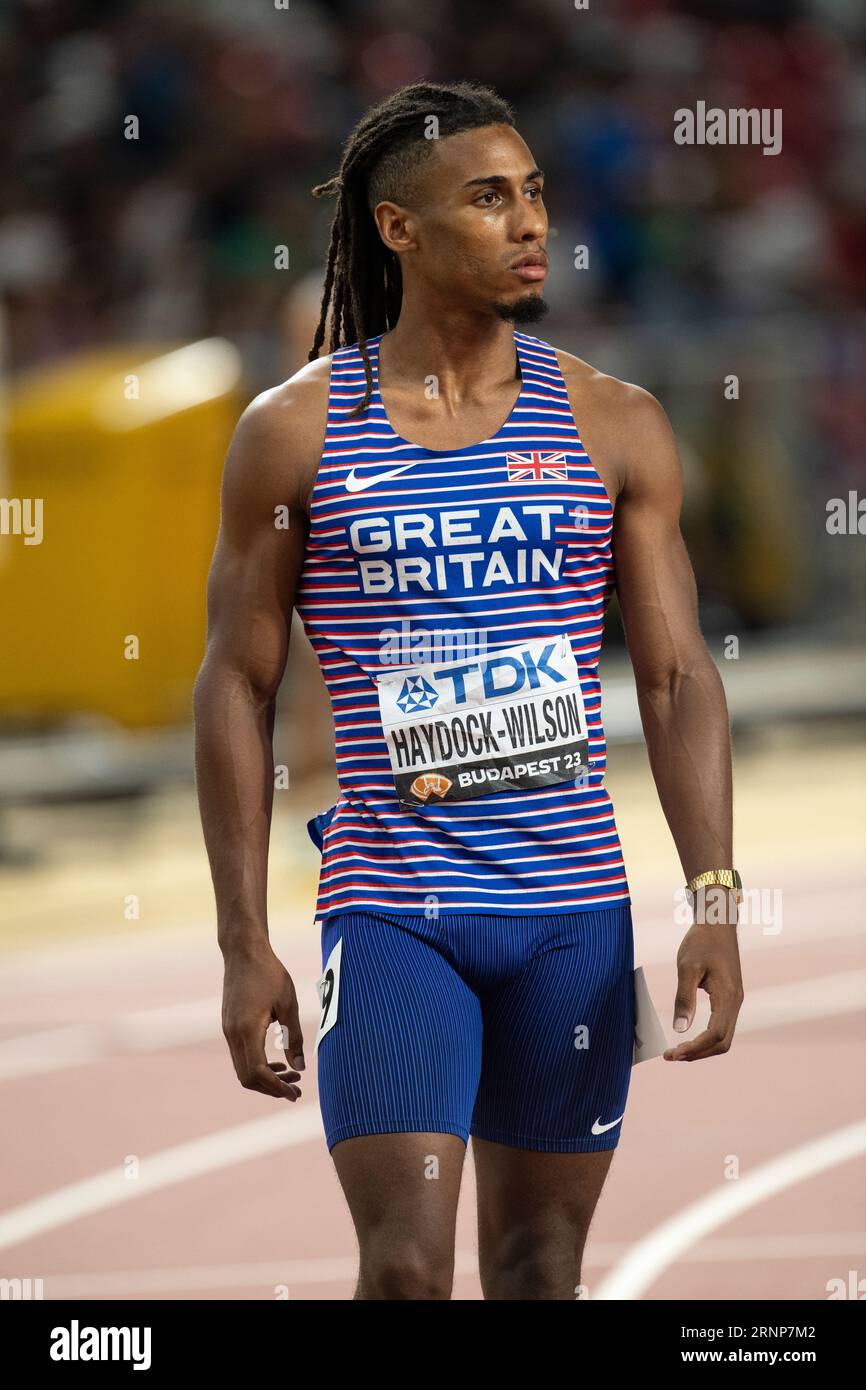 Alex Haydock- Wilson of GB & NI competing in the men’s 4x400m relay final on day 9 of the World Athletics Championships Budapest on the 27th August 20 Stock Photo