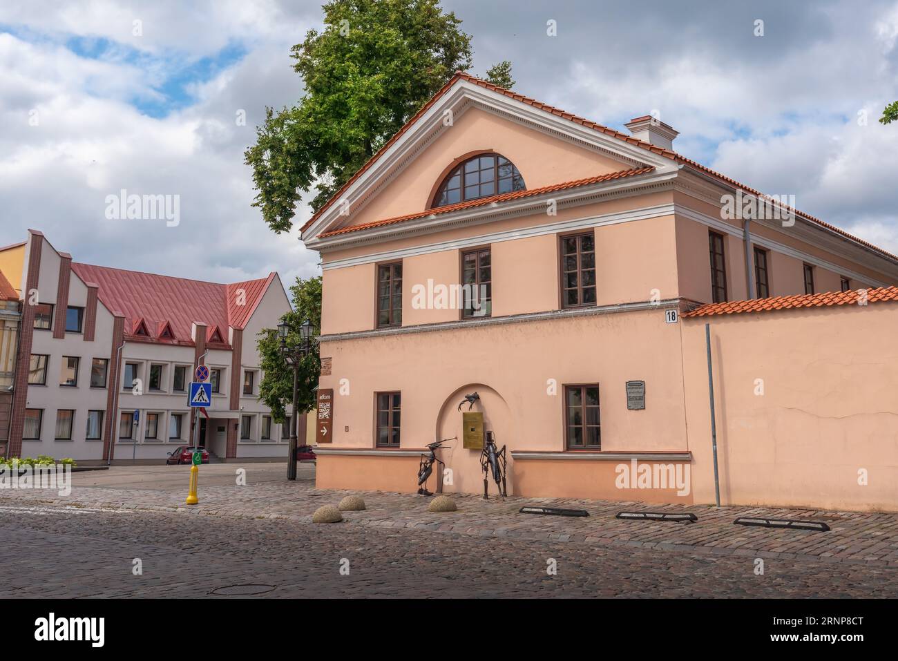 Former Museum of Kaunas City with Ladislas Starevich (Wladyslaw Starewicz) Monument - Kaunas, Lithuania Stock Photo