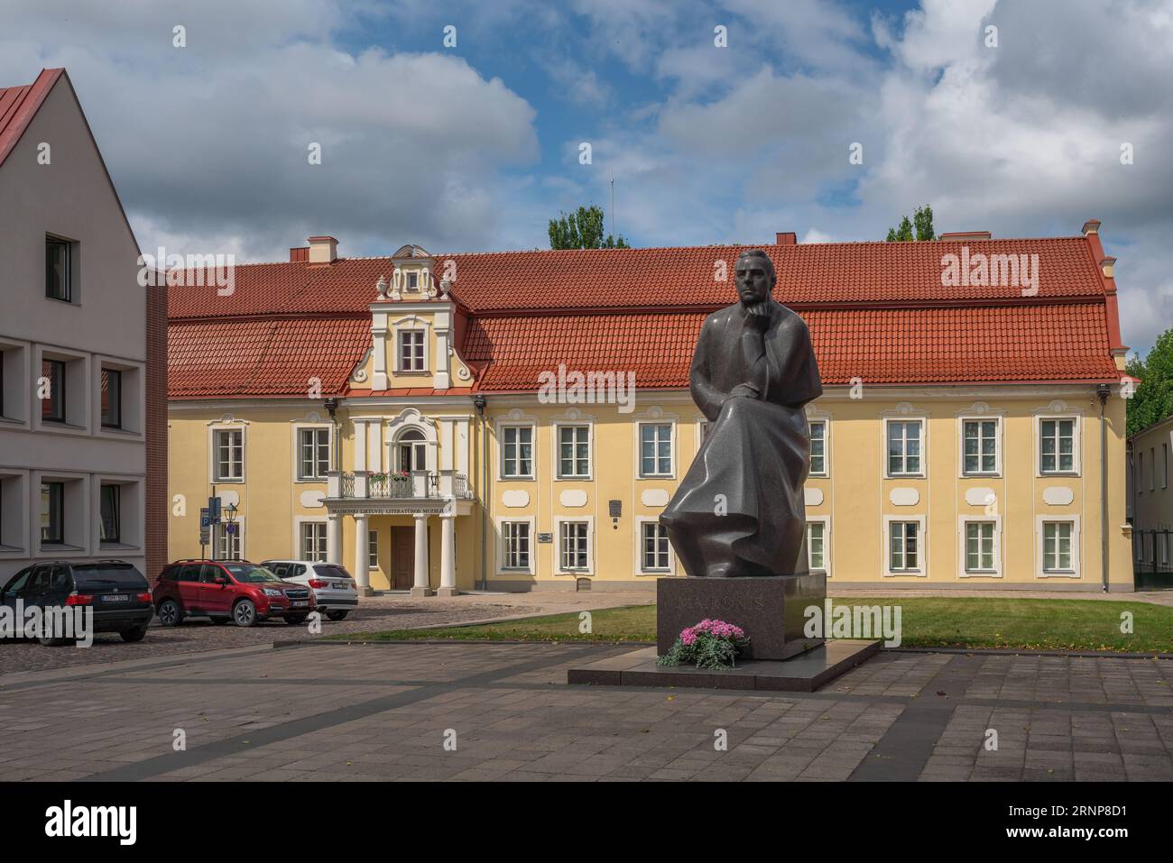 Maironis Monument and Maironis Lithuanian Literature Museum - Kaunas, Lithuania Stock Photo