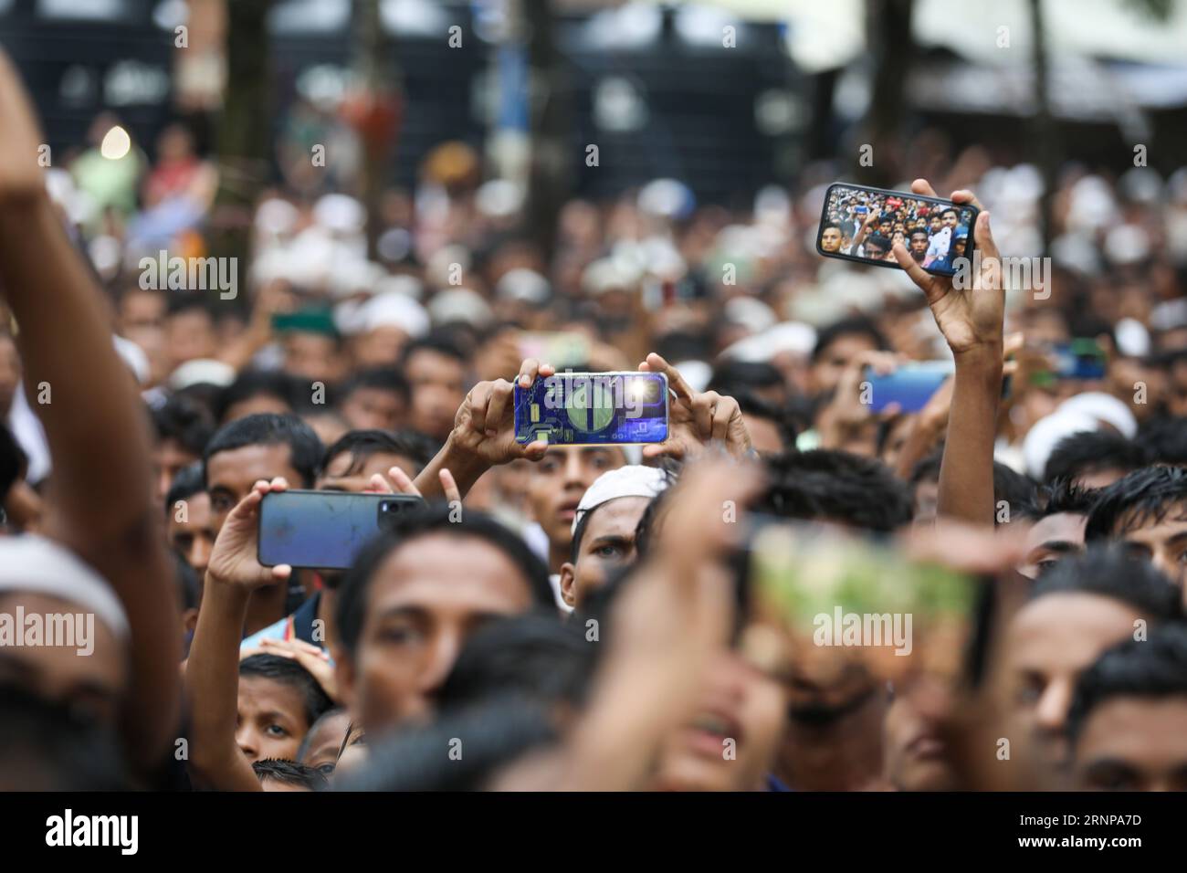 On August 25, 2023, Rohingya Day was marked with a rally at Kutupalong camp, Cox's Bazar, urging swift repatriation to their homeland. Stock Photo