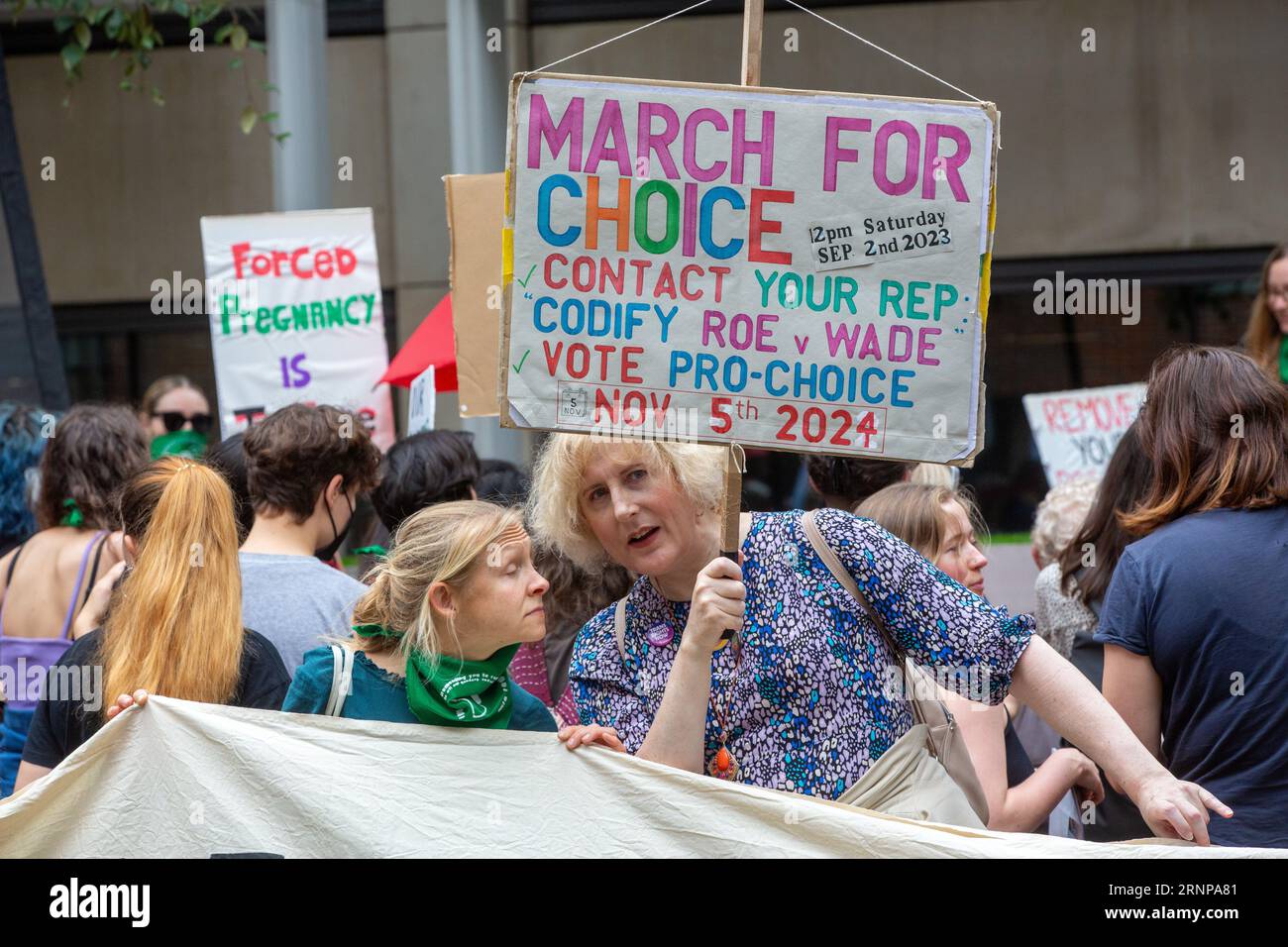 London, England, UK. 2nd Sep, 2023. Prochoice protesters stage a