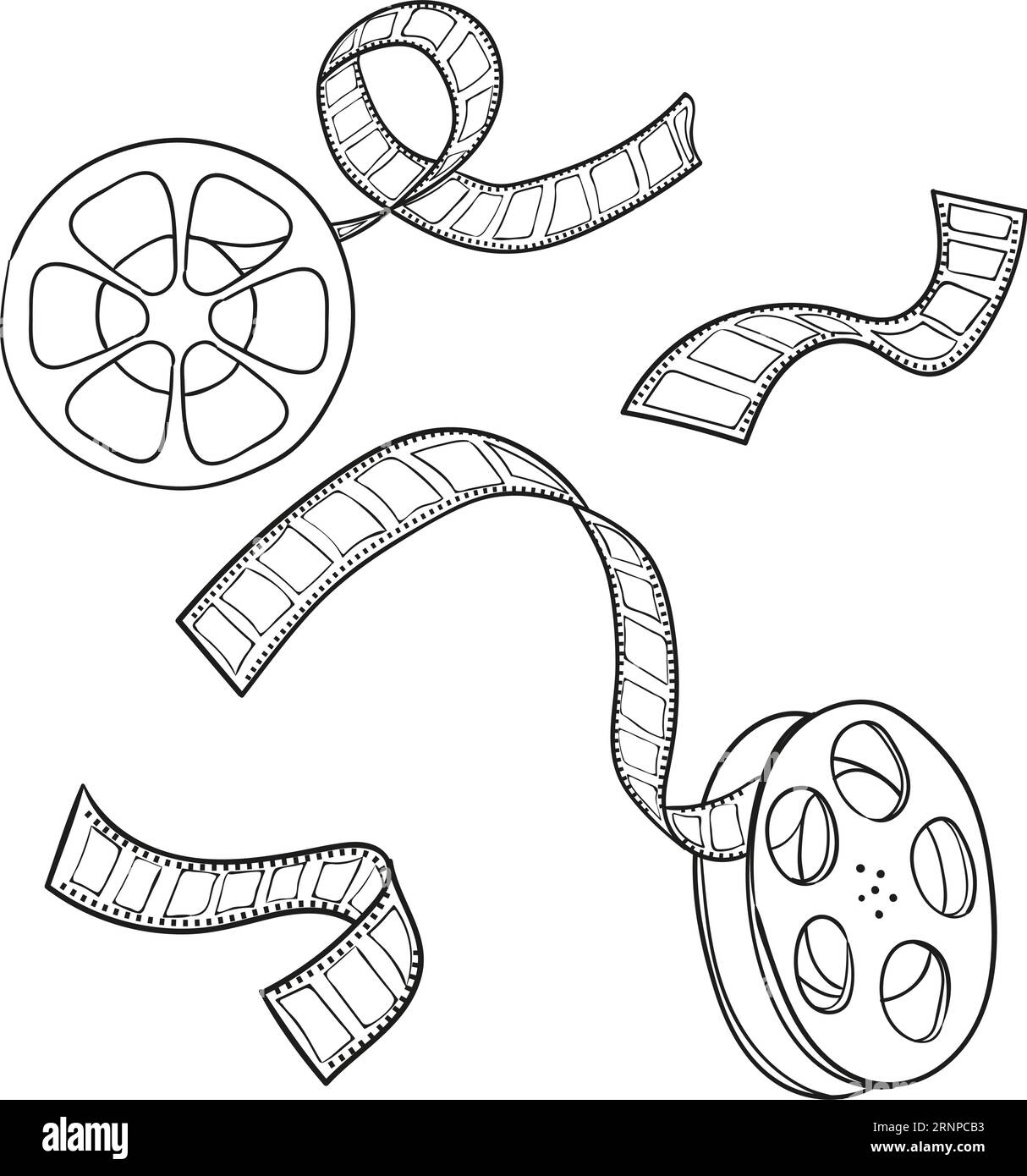 Set of film strip and reel. Sketch vector illustration Stock Vector ...