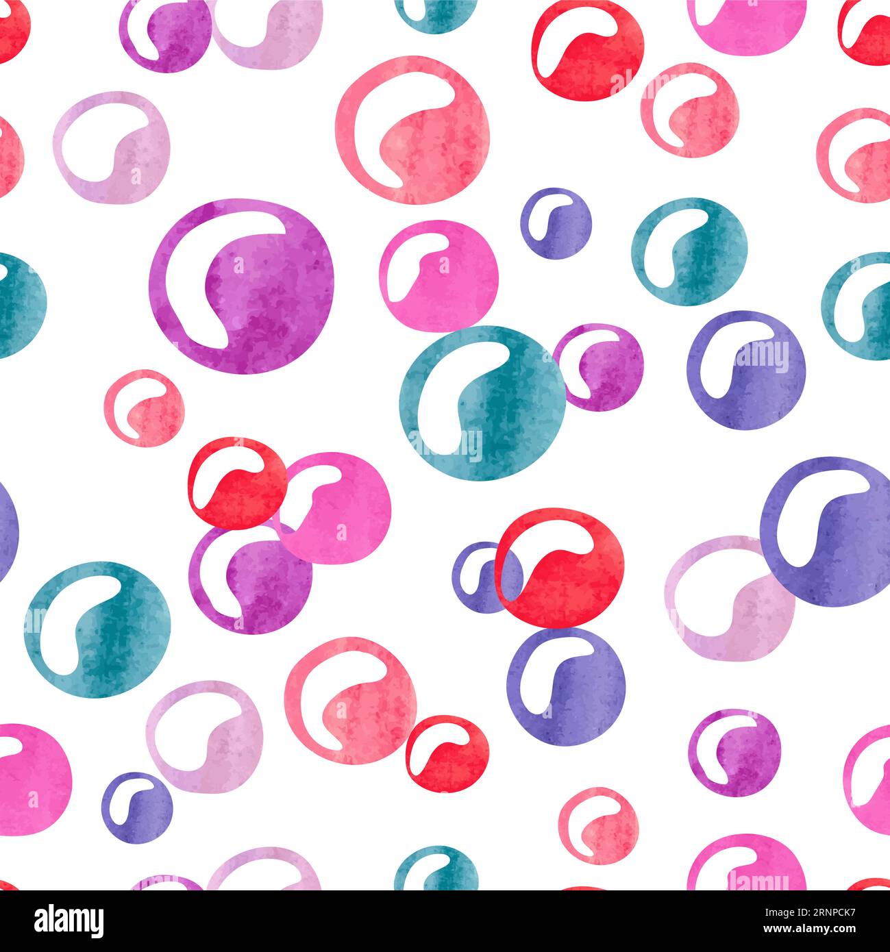 Watercolor bubbles seamless pattern. Colorful vector background. Suitable for wallpaper, web design, wrapping, textile Stock Vector