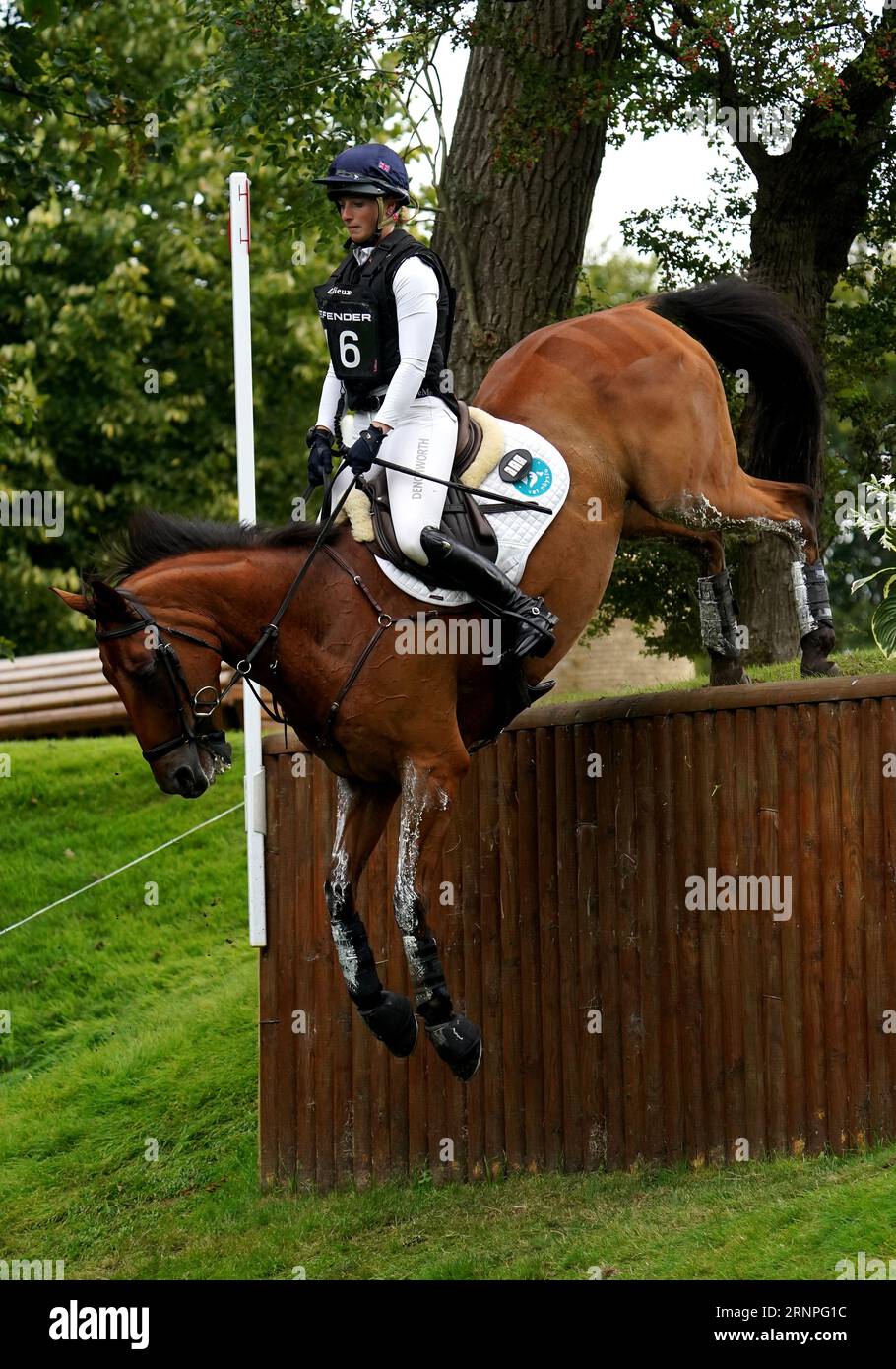 Greta Mason rides Cooley For Sure in the cross country during day three of the 2023 Defender Burghley Horse Trials in Stamford, Lincolnshire. Picture date: Saturday September 2, 2023. Stock Photo