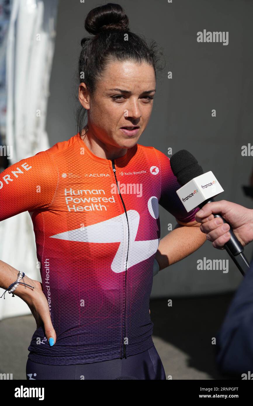 Plouay, France. 02nd Sep, 2023. Audrey Cordon Ragot of Human Powered Health during the Classic Lorient Agglomération - Trophée Ceratizit, UCI Women's World Tour cycling race on September 2, 2023 in Plouay, France. Photo by Laurent Lairys/ABACAPRESS.COM Credit: Abaca Press/Alamy Live News Stock Photo