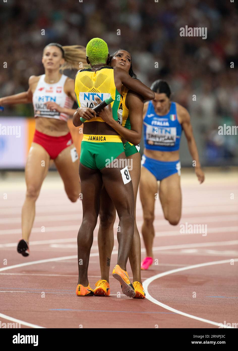 Candice McLeod and Stacey Ann Williams of Jamaica competing in the