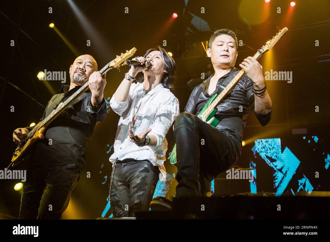 (170903) -- BEIJING, Sept. 3, 2017 -- Members of Chinese Rock n Roll band Black Panther perform during their concert True Color in Beijing, capital of China, Sept. 2, 2017. ) (lfj) CHINA-BEIJING-BLACK PANTHER BAND-CONCERT (CN) YanxMin PUBLICATIONxNOTxINxCHN   Beijing Sept 3 2017 Members of Chinese Rock n Roll Tie Black Panther perform during their Concert True Color in Beijing Capital of China Sept 2 2017 lfj China Beijing Black Panther Tie Concert CN  PUBLICATIONxNOTxINxCHN Stock Photo