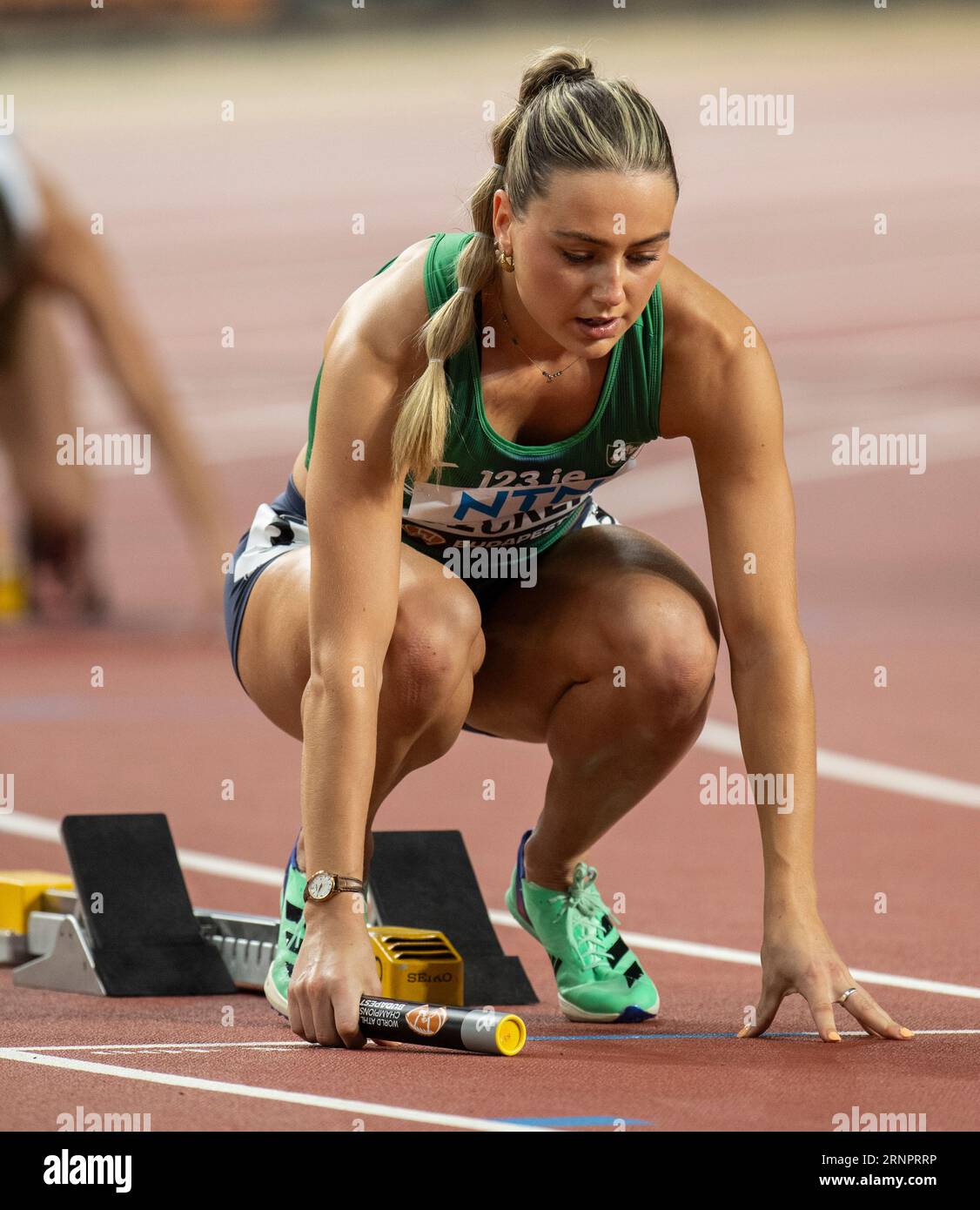 Sophie Becker of Ireland competing in the women’s 4x400m relay final on
