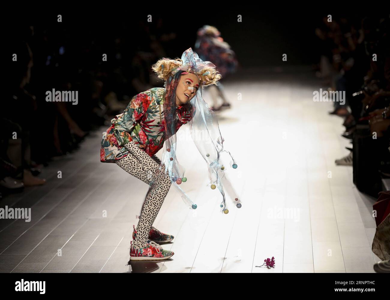 170907) -- NEW YORK, Sept. 7, 2017 -- A model presents a creation of the  Spring/Summer 2018 Desigual collection during the New York Fashion Week in  New York, the United States on