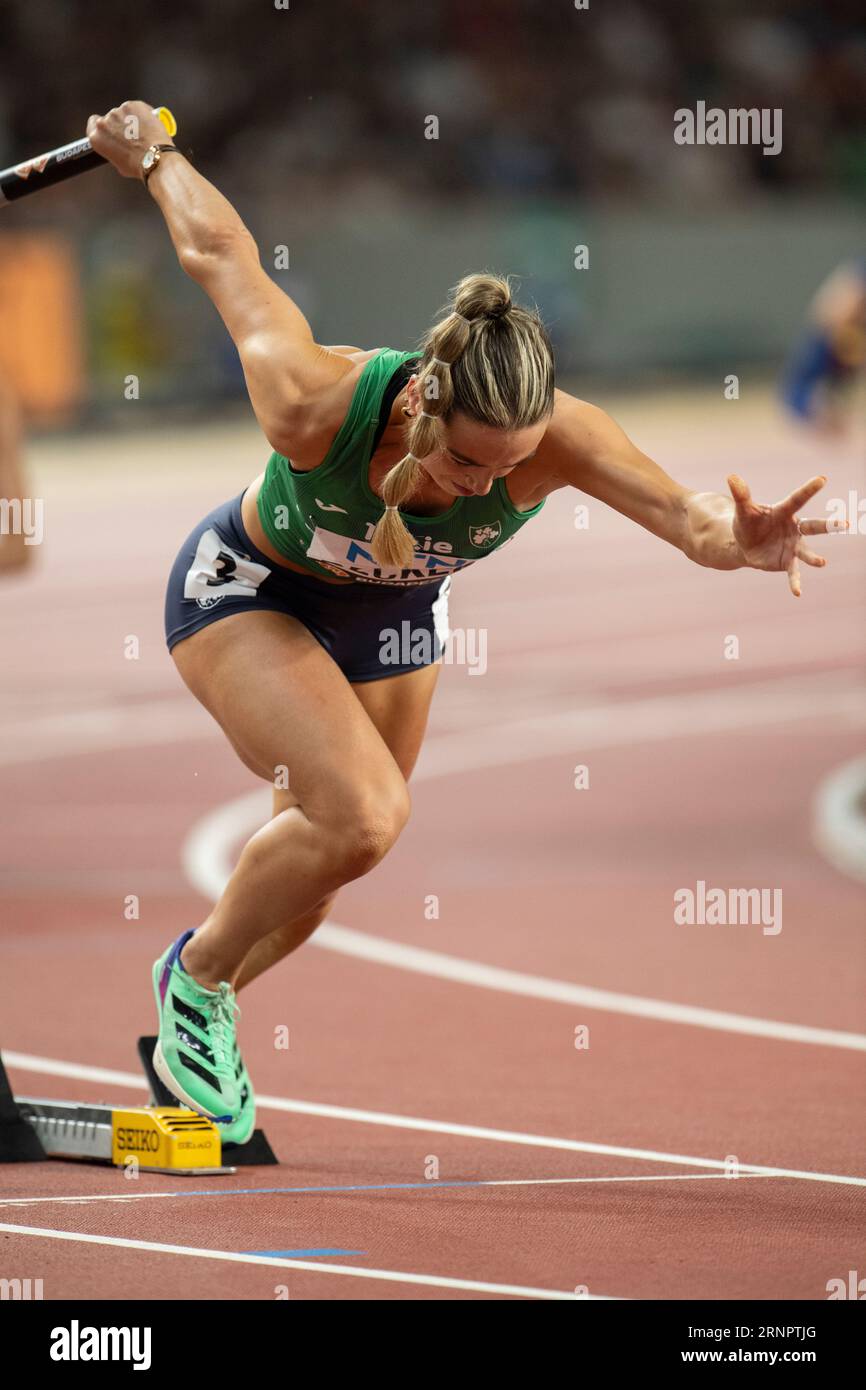 Sophie Becker of Ireland competing in the women’s 4x400m relay final on