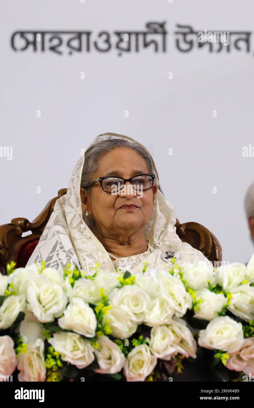 Dhaka, Bangladesh - September 01, 2023: Prime Minister Sheikh Hasina exchanging greetings with party leaders and workers at a rally at Suhrawardy Udya Stock Photo