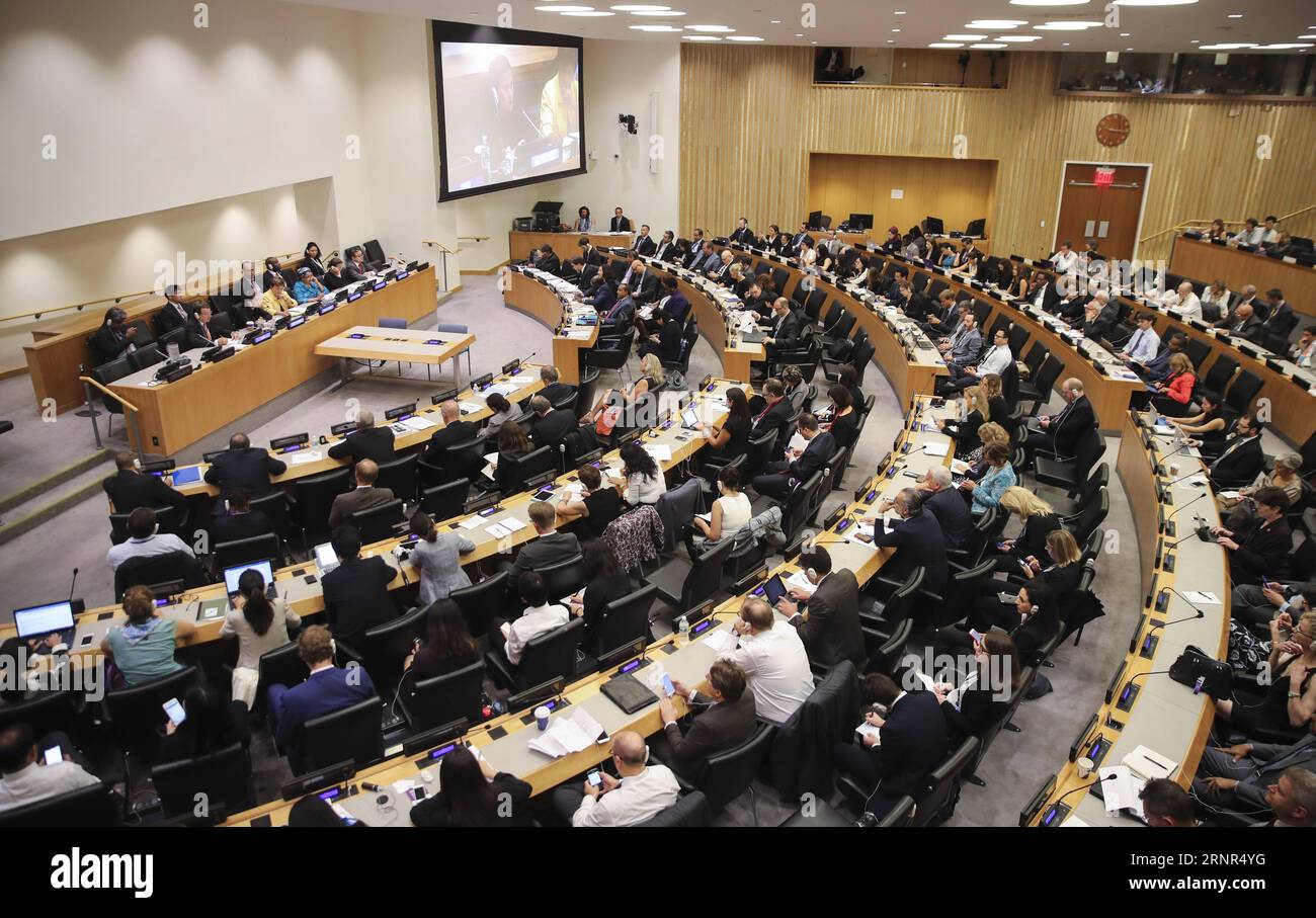 (170918) -- UNITED NATIONS, Sept. 18, 2017 -- Lucy Peng, the executive chair of Ant Financial, an affiliate of China s e-commerce giant Alibaba Group, speaks at a meeting on The Role of the United Nations in regard to financing the 2030 Agenda at the UN headquarters in New York, Sept. 18, 2017. Ant Financial called on delegates at the UN conference to form a digital finance working group in order to push forward the UN s 2030 Agenda and Sustainable Development Goals (SDGs). ) UN-2030 AGENDA-FINANCING-ANT FINANCIAL WangxYing PUBLICATIONxNOTxINxCHN Stock Photo