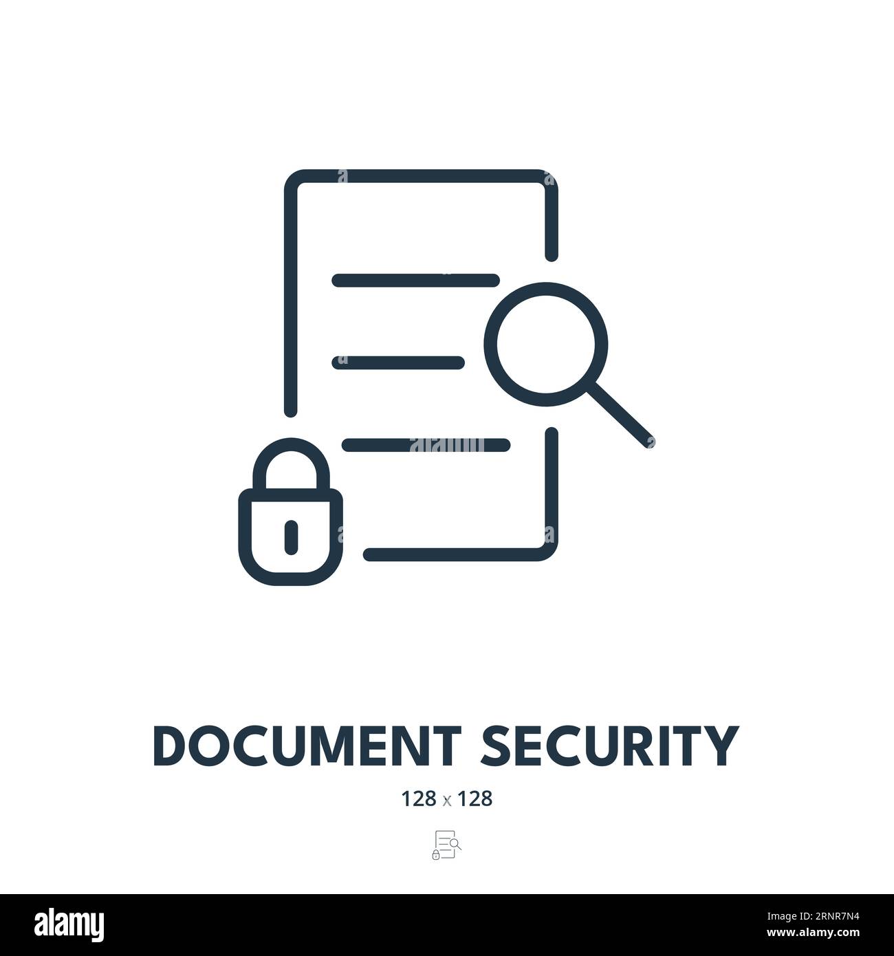 Document Security Icon. File, Safety, Protection. Editable Stroke. Simple Vector Icon Stock Vector