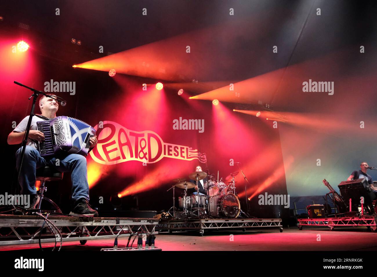 Jedburgh, UK. 02nd Sep, 2023. EdgeFest 2023, Music Festival. Peat & Diesel performs on stage at