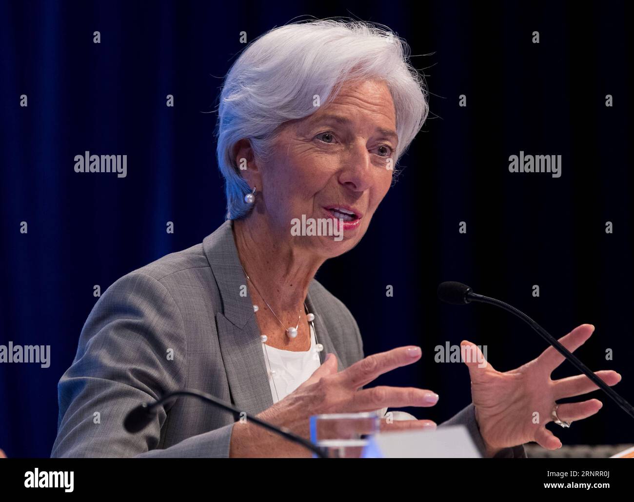 (171012) -- WASHINGTON, Oct. 12, 2017 -- International Monetary Fund (IMF) Managing Director Christine Lagarde attends a press conference of the 2017 International Monetary Fund and World Bank annual meetings in Washington D.C., the United States, on Oct. 12, 2017. Christine Lagarde said Thursday that the IMF upgraded China s economic outlook in 2017 and 2018 in view of its fiscal stimulus. ) U.S.-WASHINGTON D.C.-WORLD BANK-IMF-ANNUAL MEETINGS-PRESS CONFERENCE-LAGARDE TingxShen PUBLICATIONxNOTxINxCHN Stock Photo