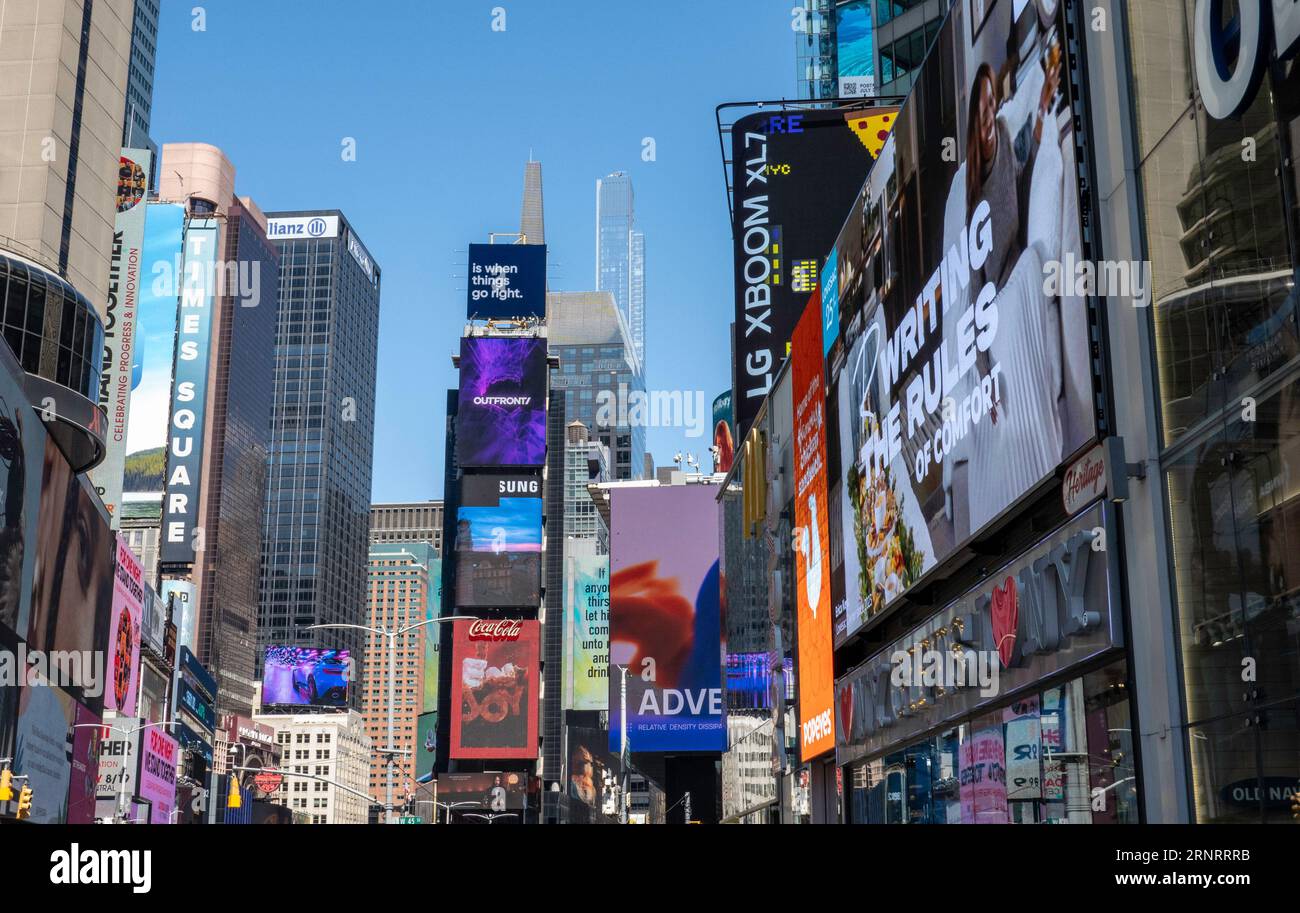 Times Square is filled with electronic billboards advertising a little bit of everything, 2023