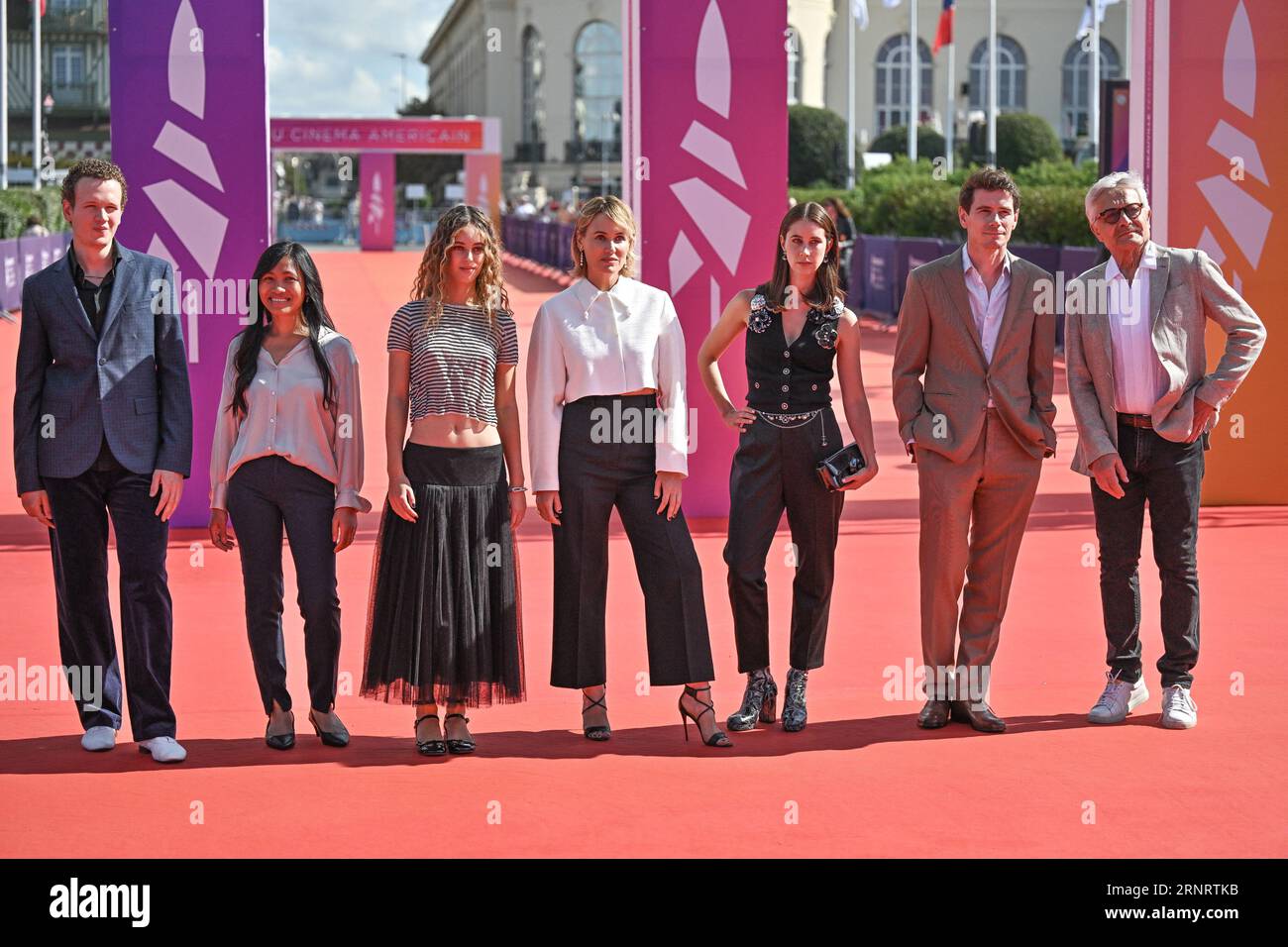 Deauville, France. 02nd Sep, 2023. Noe Boon, Tess Barthelemy, Judith Godreche, Liz Kingsman, Loic Corbery, Didier Sandre attending the screening of Icon Of French Cinema during the 49th Deauville American Film Festival in Deauville, France on September 2, 2023. Photo by Julien Reynaud/APS-Medias/ABACAPRESS.COM Credit: Abaca Press/Alamy Live News Stock Photo