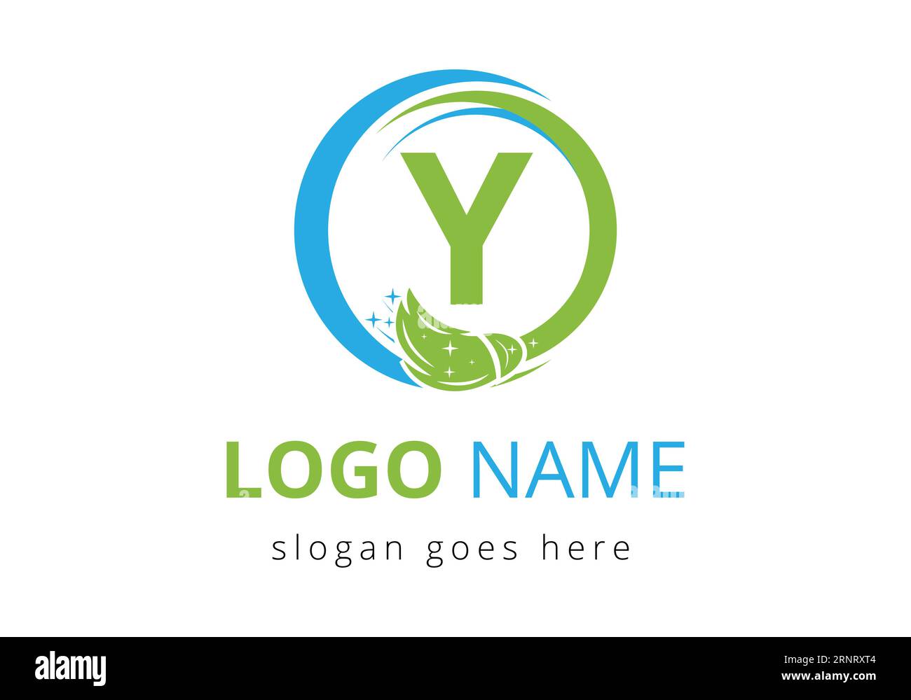 Letter Y Cleaning Service Logo Design Concept With Clean Brush Symbol