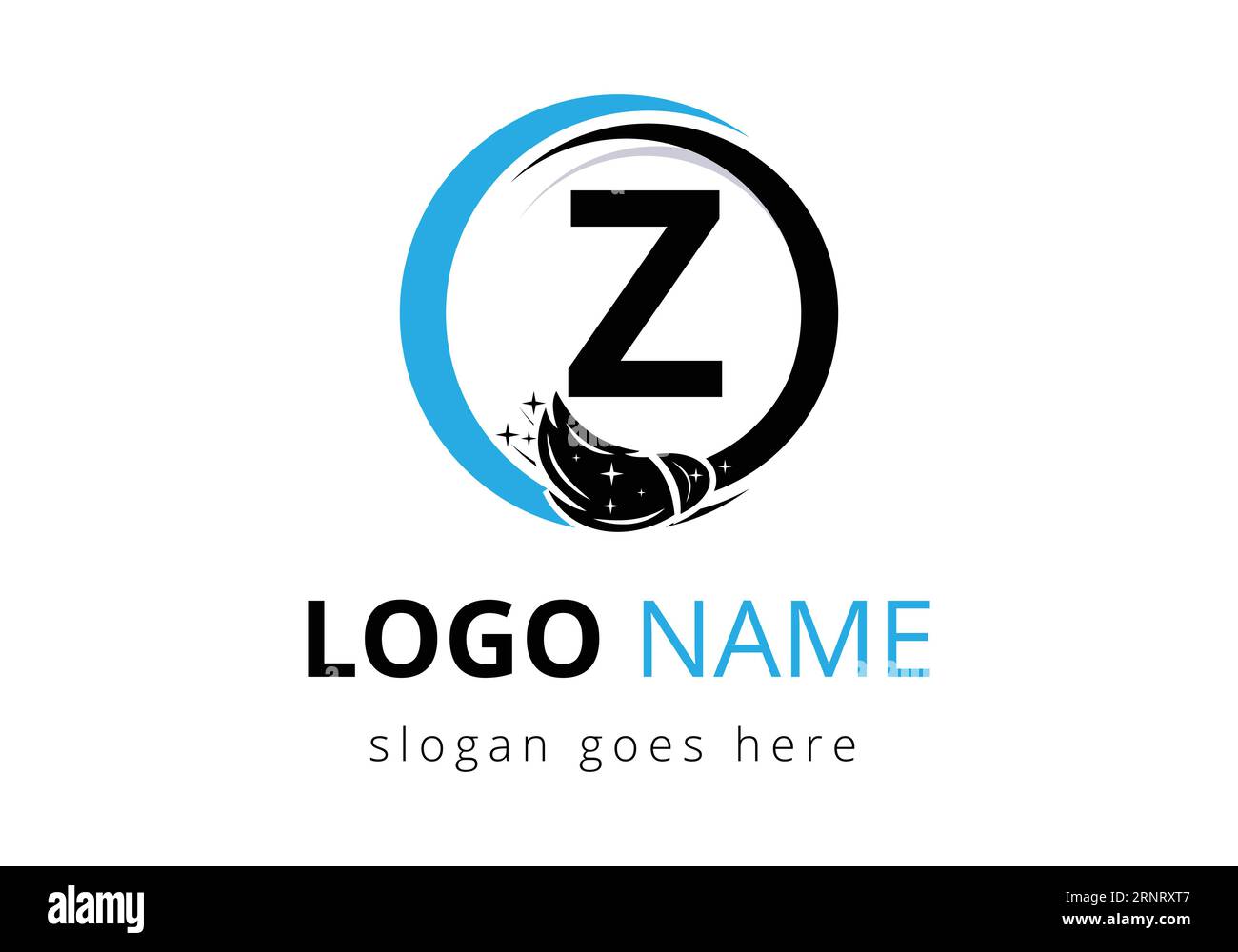 Letter Z Cleaning Service Logo Design Concept With Clean Brush Symbol