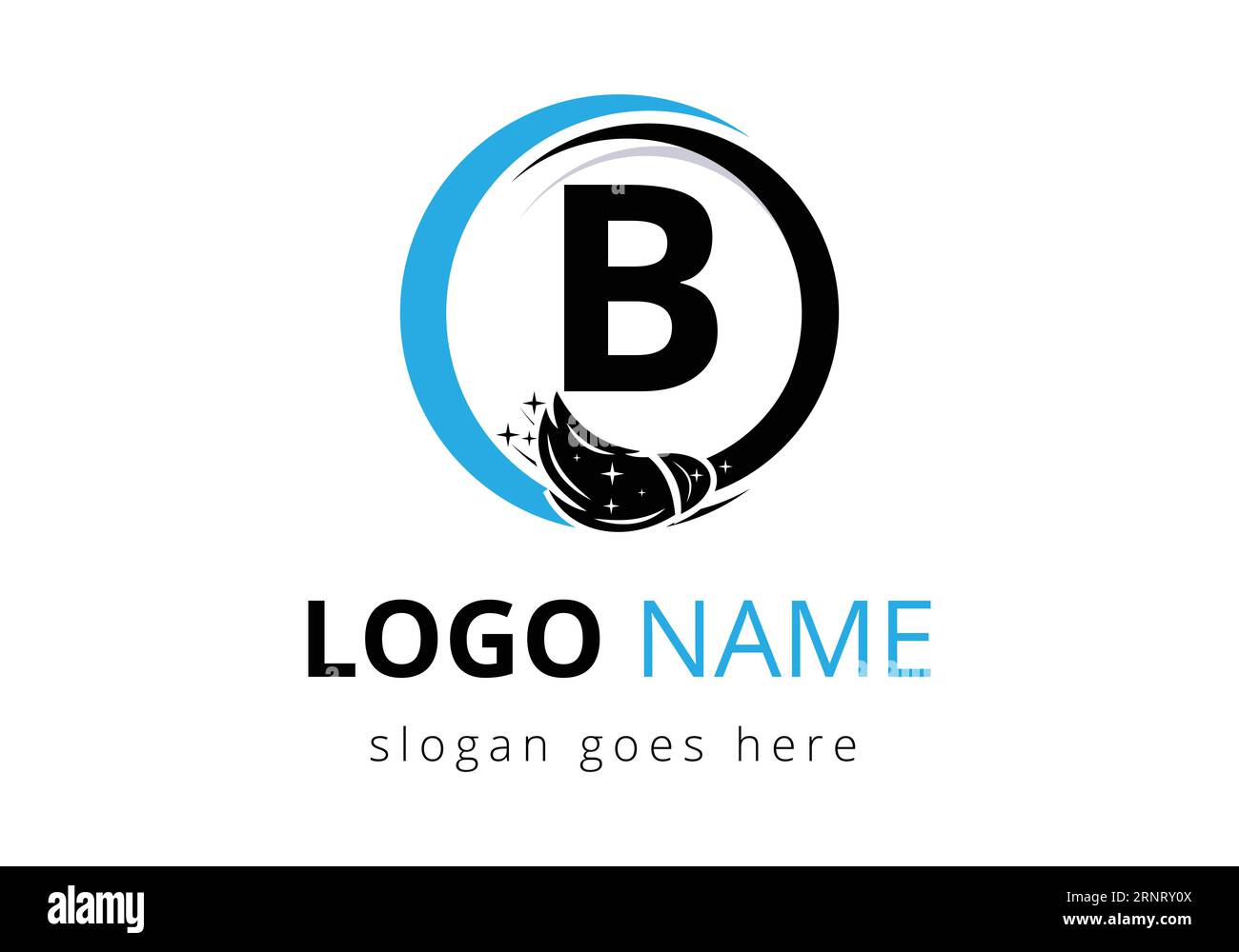 Letter B Cleaning Service Logo Design Concept With Clean Brush Symbol