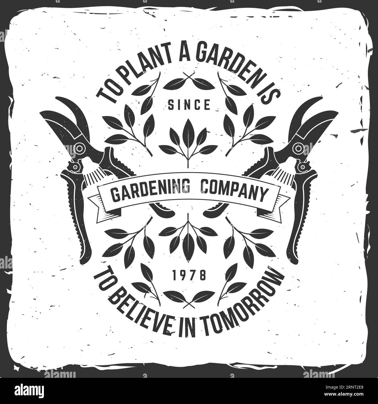 Gardening and yard work services emblem, label, badge, logo. Vector