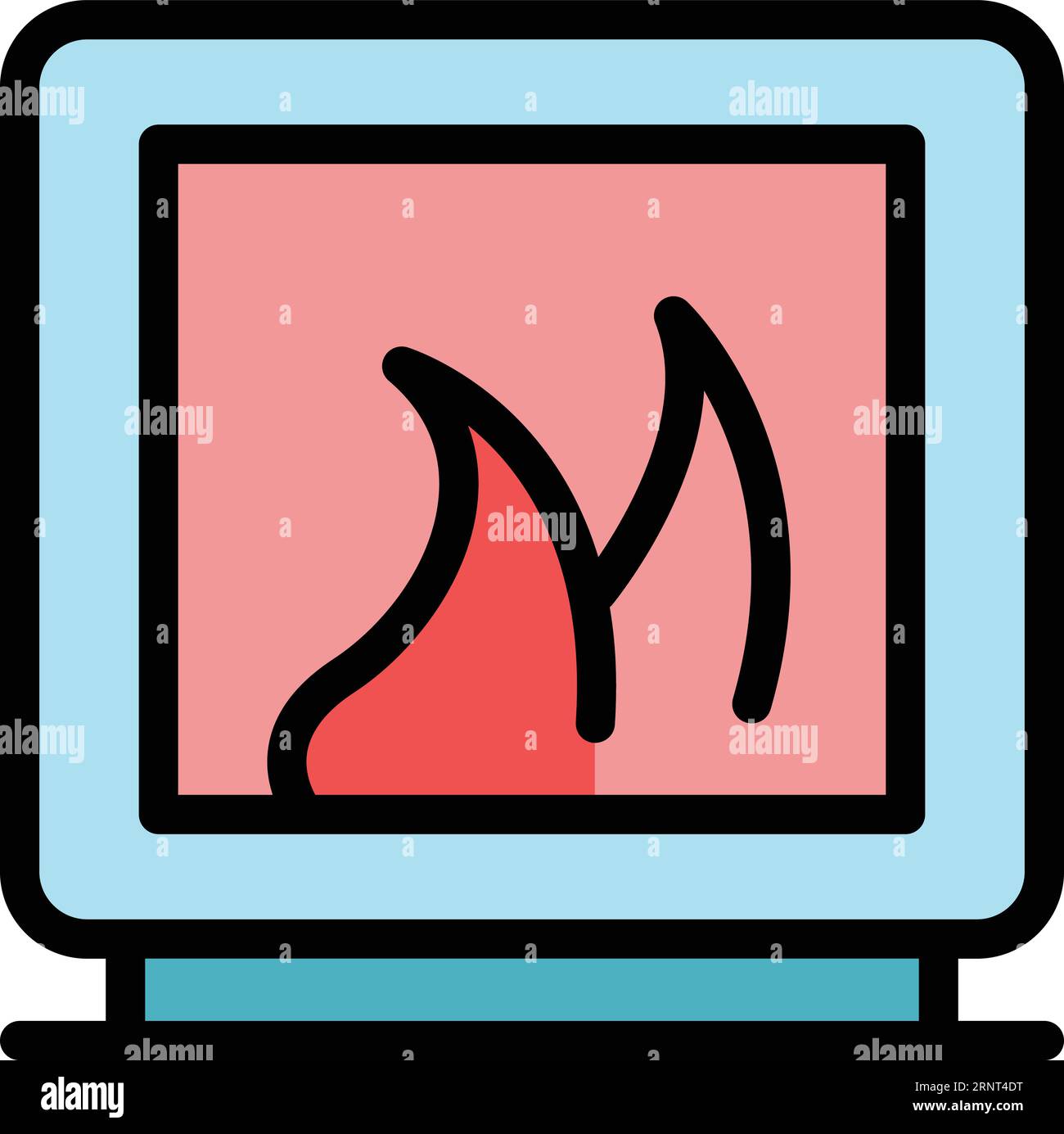 Heat furnace icon outline vector. Gas industry. Fireplace brick color flat Stock Vector