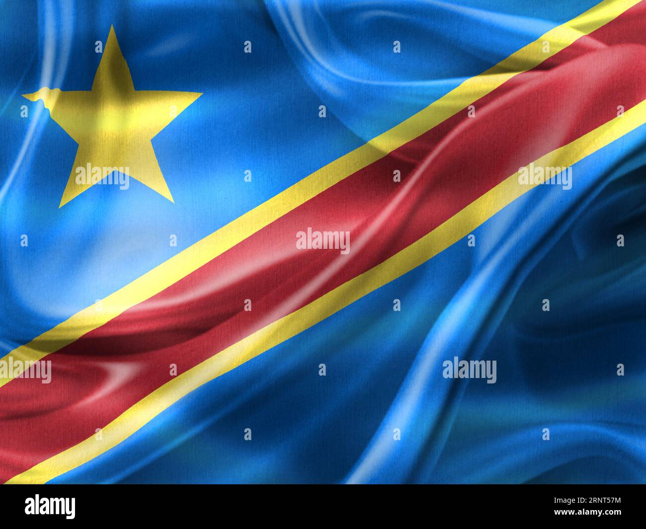 Democratic Republic Of The Congo Flag - Realistic Waving Fabric Flag ...