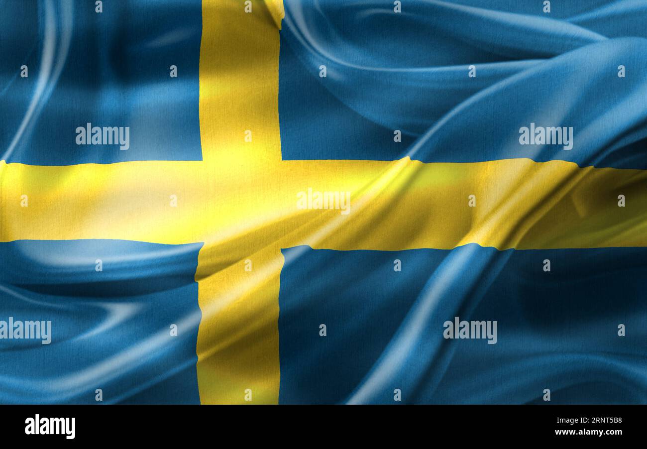 Sweden Flag - Realistic Waving Fabric Flag Stock Photo - Alamy