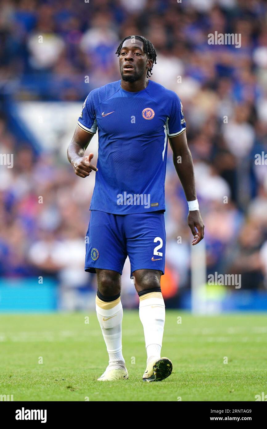 Chelsea's Axel Disasi in action during the Premier League match at Stamford Bridge, London. Picture date: Saturday September 2, 2023. Stock Photo