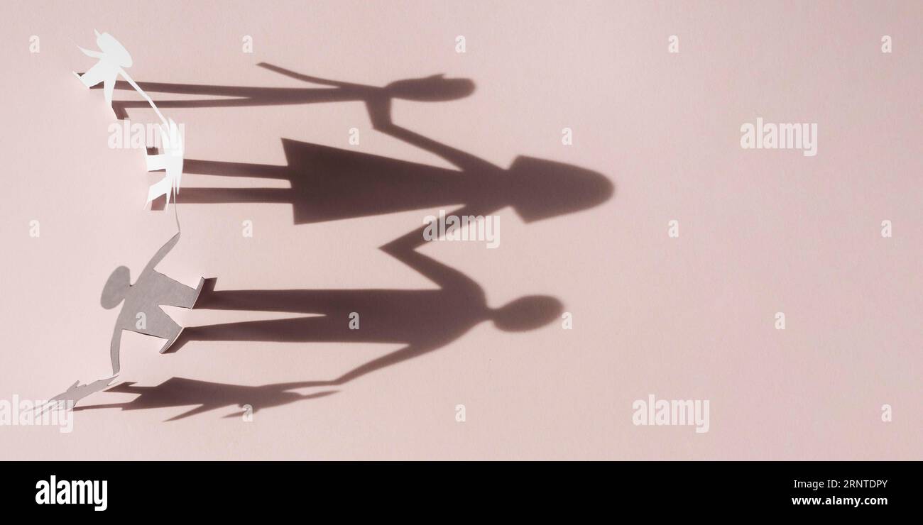 Cute family concept arrangement with shadows Stock Photo