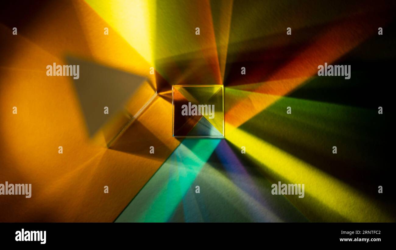 Rainbow lights prism effect top view Stock Photo
