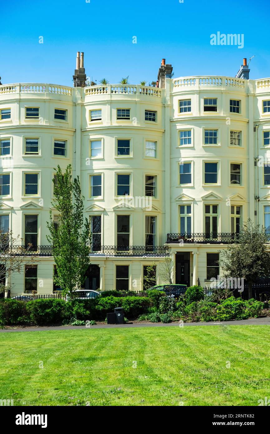 Noble row of houses in the classicist style at Brunswick Square in Brighton and Hove, East