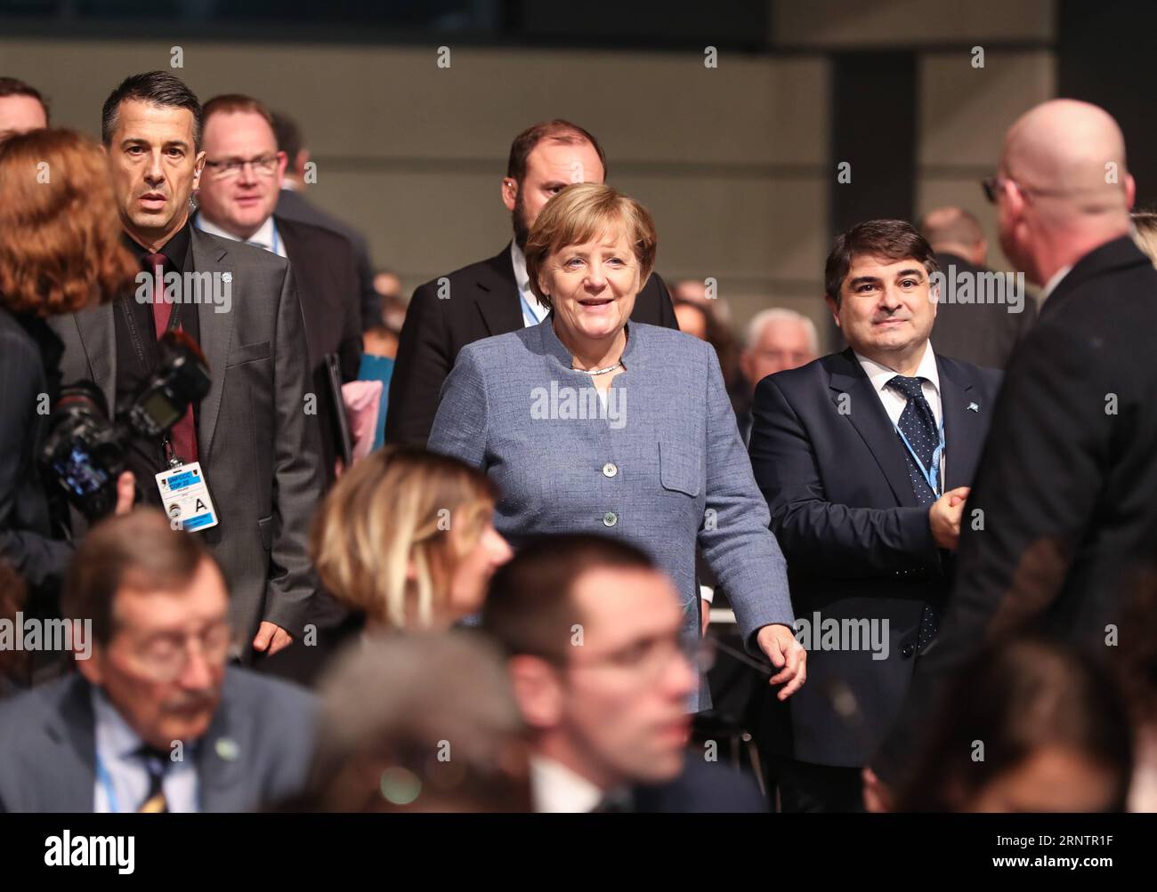 (171116) -- BONN, Nov. 16, 2017 -- German Chancellor Angela Merkel (front C) arrrives for the High-Level Segment of UN climate talks in Bonn, Germany, on Nov. 15, 2017. ) (zxj) GERMANY-BONN-CLIMATE TALKS-HIGH-LEVEL SEGMENT-OPENING ShanxYuqi PUBLICATIONxNOTxINxCHN Stock Photo