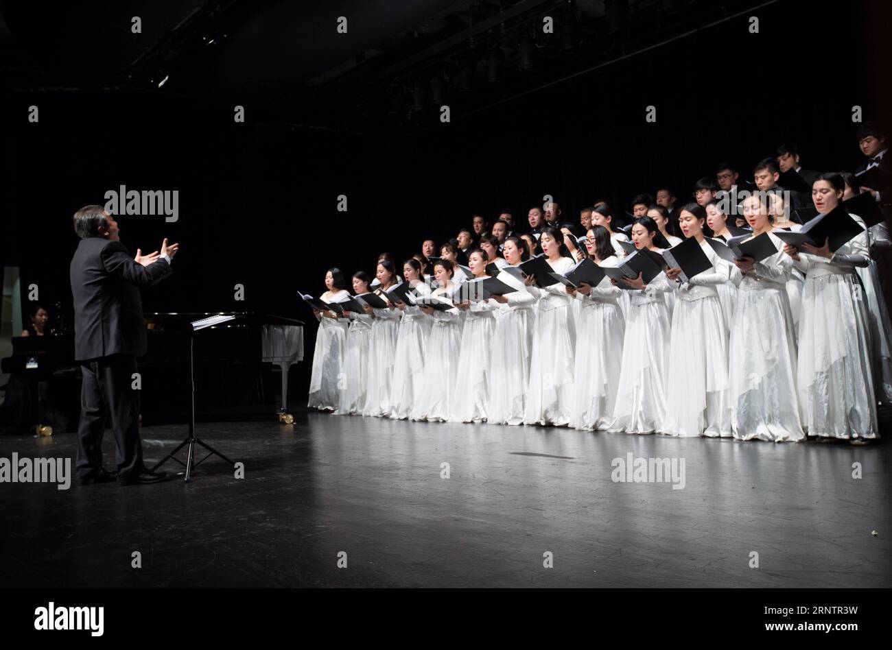 (171115) -- GENEVA, Nov. 15, 2017 -- The choir of China National Opera House perform at a concert in Saint-Prex, a Swiss town near Lake Leman, on Nov. 15, 2017. China National Opera House held a performance here to promote cultural exchanges between China and Switzerland on Wednesday, attracting hundreds of locals and representatives of international organizations in Geneva. ) SWITZERLAND-SAINT-PREX-CHINA NATIONAL OPERA HOUSE-PERFORMANCE XuxJinquan PUBLICATIONxNOTxINxCHN Stock Photo