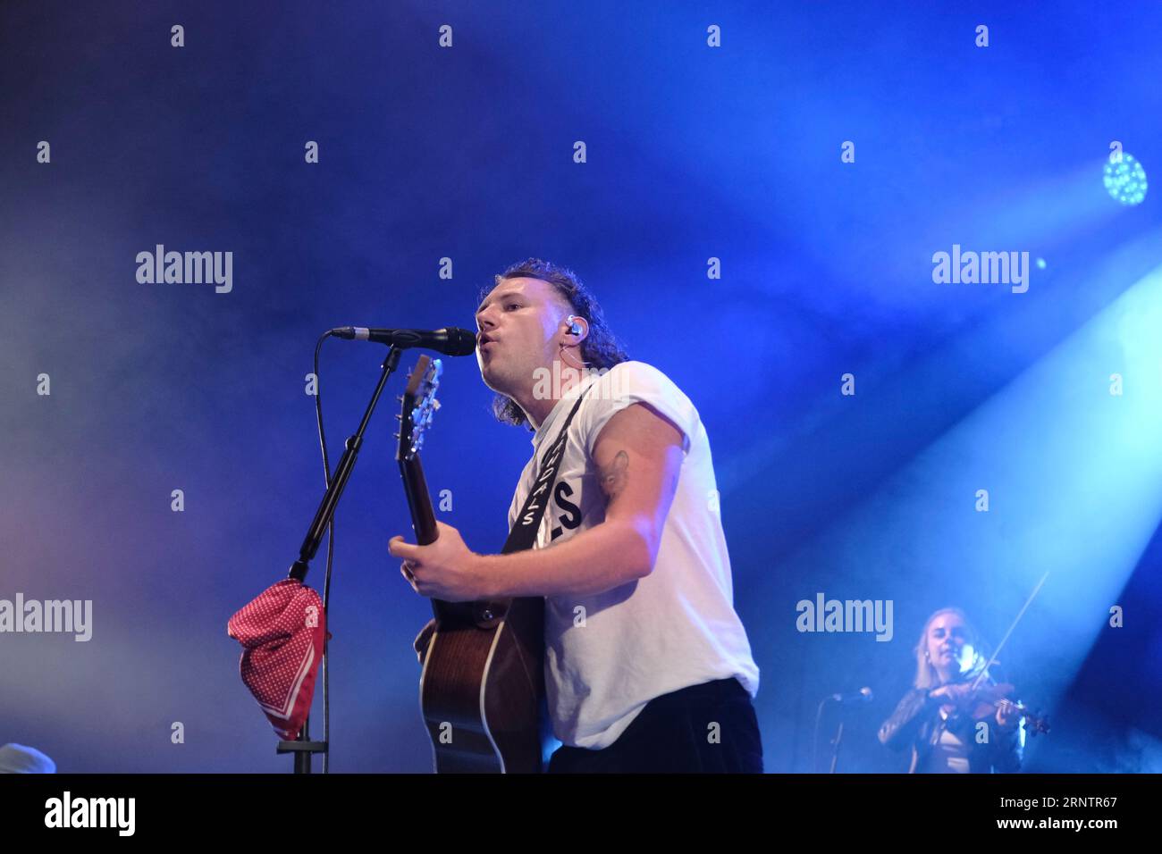 Jedburgh, UK. 02nd Sep, 2023. EdgeFest 2023, Music Festival. Callum Beattie singing and performing on stage at EdgeFEst 2023, Ia brand new music event in the Scottish Borders, being held at Lilliardsedge, near Jedburgh. Music and entertainment under the big top. Main Stage 18:05 - 19:10 Callum Beattie ( Credit: Rob Gray/Alamy Live News Stock Photo
