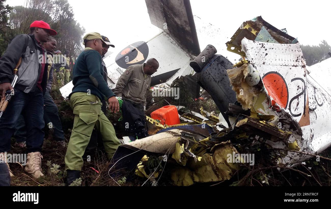 (171116) -- ARUSHA (TANZANIA), Nov. 16, 2017 () -- Air accident investigators inspect a crashed plane at the Empakaai Crater, a caved volcanic caldera in the Ngorongoro Conservation Area in northern Tanzania, on Nov. 16, 2017. A team of air accident investigators from the Ministry of Works, Transport and Communication arrived in northern Tanzania s region of Arusha on Thursday to ascertain cause of a light aircraft that crashed into Empakaai Crater. () TANZANIA-ARUSHA-PLANE-CRASH Xinhua PUBLICATIONxNOTxINxCHN Stock Photo