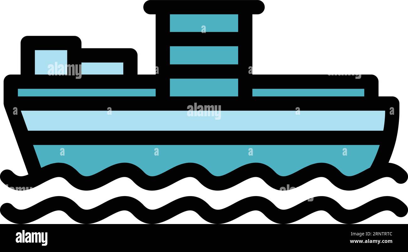 Cargo ship icon outline vector. Van service. Port maritime color flat ...