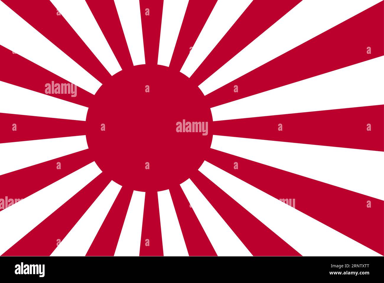 Top view of flag Naval Ensign, Japan. Japanese no flagpole. Plane layout, design. Flag background Stock Vector