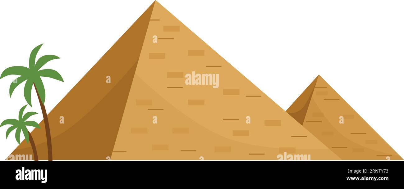 Egyptian pyramids. Cartoon desert landmark. Ancient monument Stock Vector