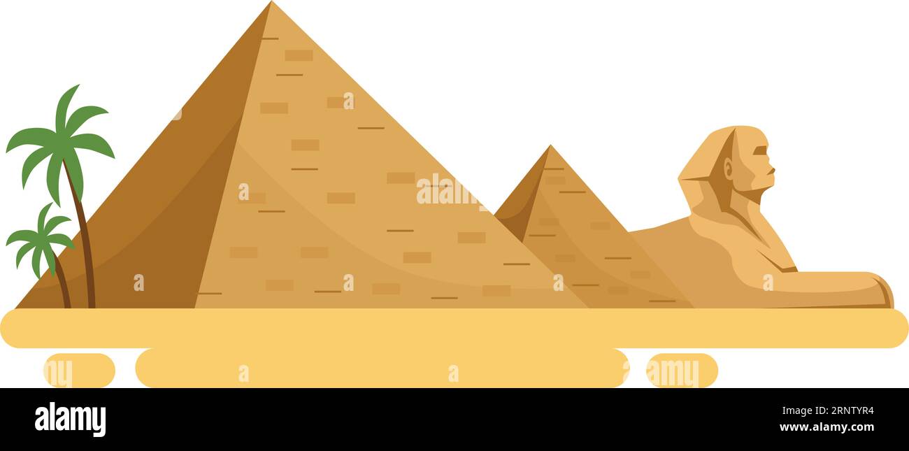 Egyptian ancient tomb icon. Cartoon historical pyramid Stock Vector