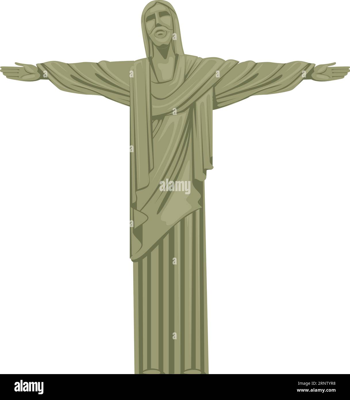 Jesus Christ statue. Brazilian travel landmark cartoon icon Stock Vector
