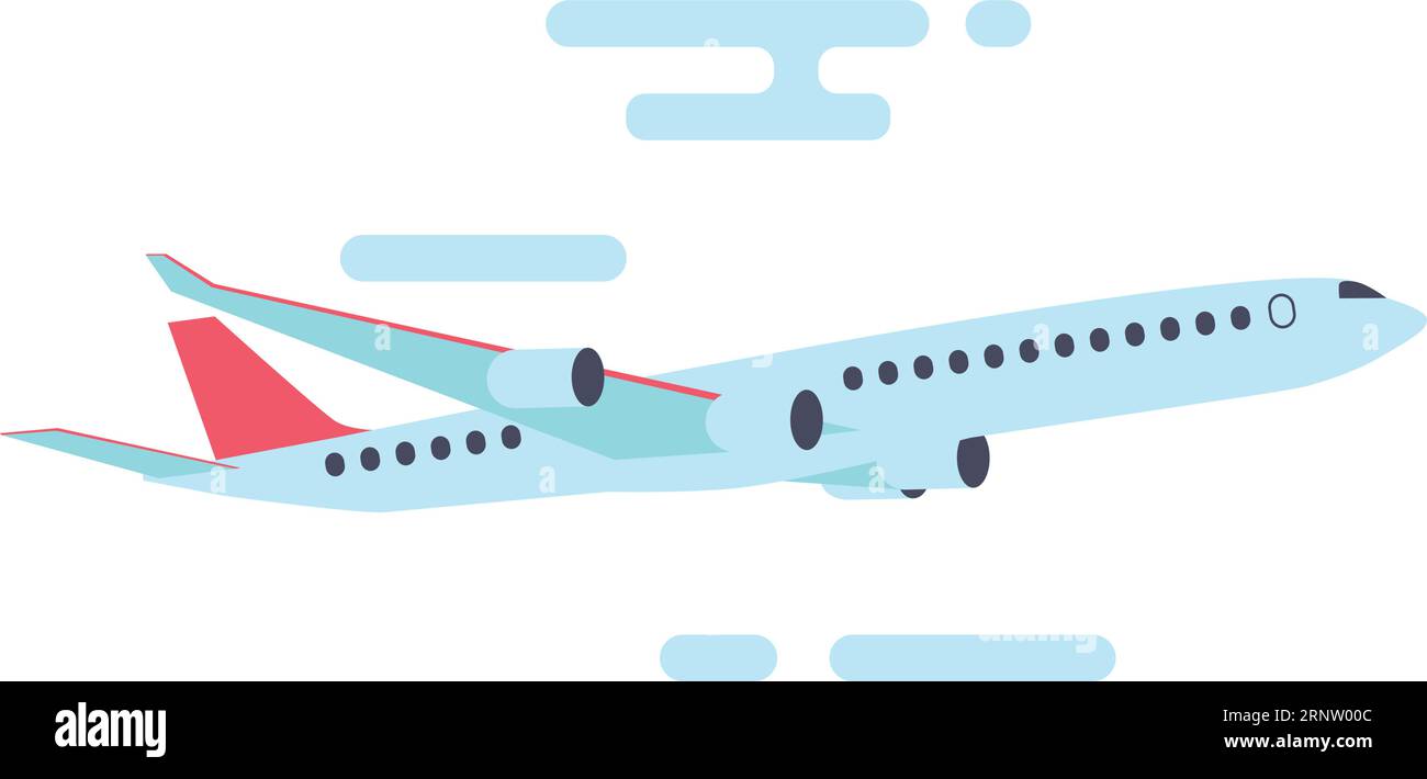 Air travel icon. Color plane flying in sky Stock Vector