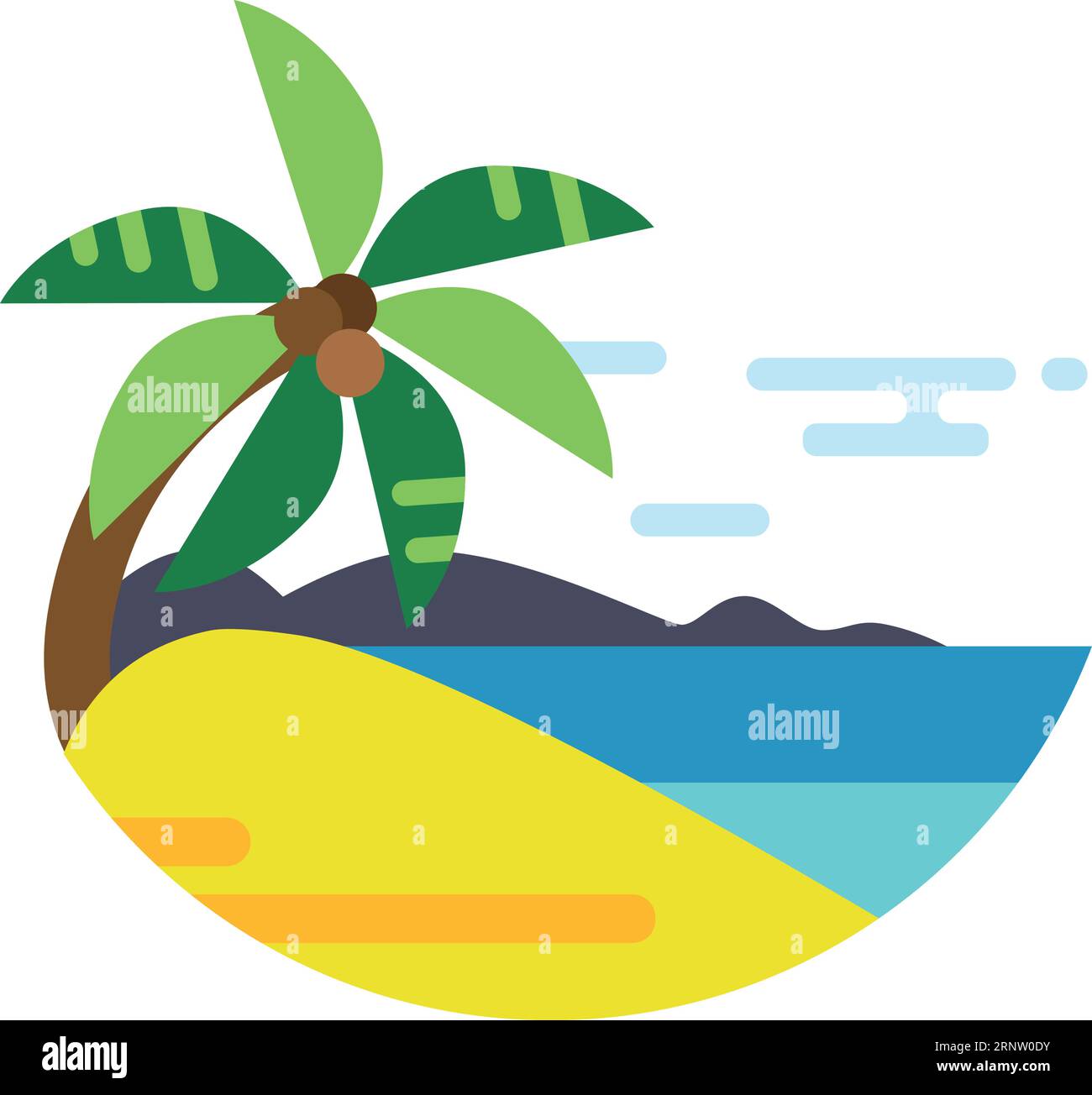 Round tropical beach icon. Color summer coast Stock Vector Image & Art ...